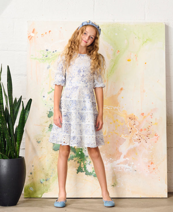 Porter Watercolor Eyelet Tiered Dress