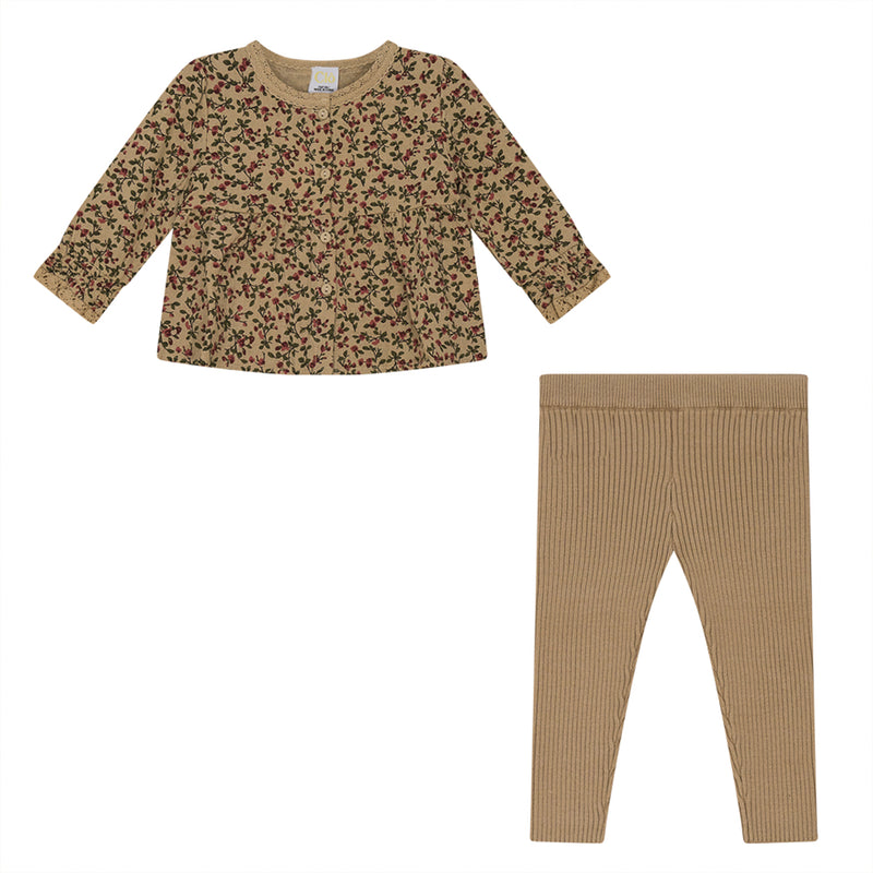 Clo Floral Print Lace Trim Baby Set