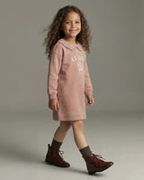 Analogie Varsity Crest Sweatshirt Dress  - Bud Pink