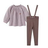 Nou Nelle Girls Pinstripe Shirt and Overall Set