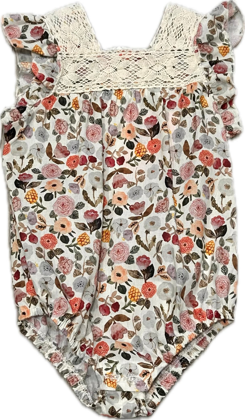 Clo Lace Trim Floral Romper