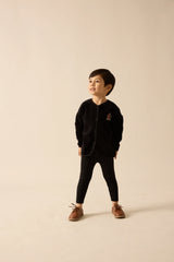 Lil Legs Velour Crest Lounge Set  - Black