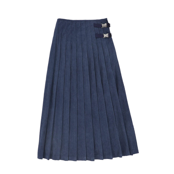 Valentina Pleated Buckle Midi Skirt