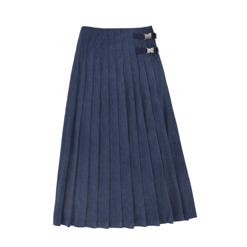 Valentina Pleated Buckle Midi Skirt