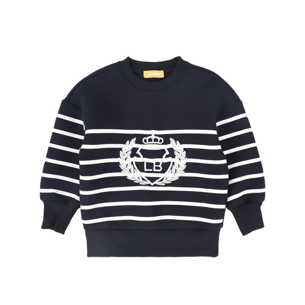 Le Bourdon Striped Embroidered Crest Sweatshirt