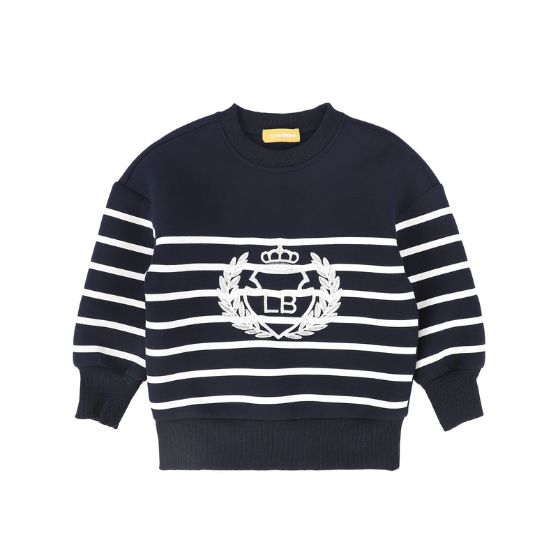 Le Bourdon Striped Embroidered Crest Sweatshirt