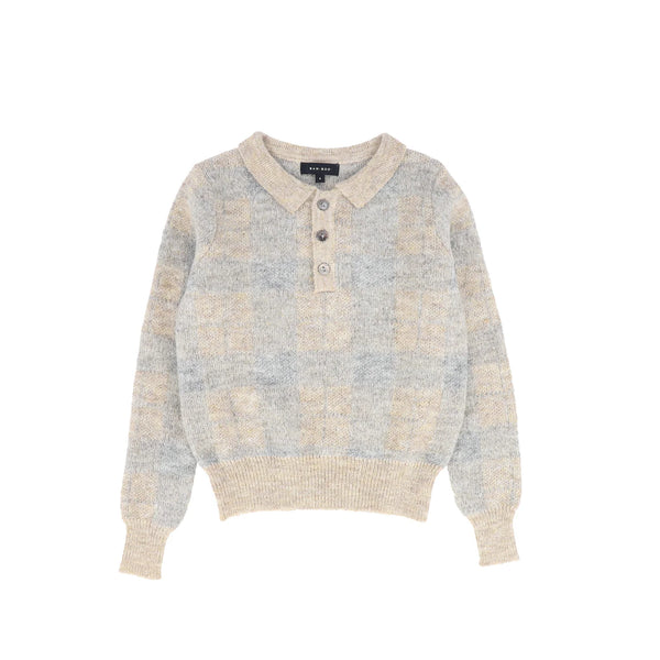Bamboo Plaid Knit Collar Sweater