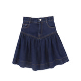 Bamboo Denim Drop Waist Frill Skirt