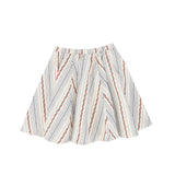 Bamboo Pleated Bib Blouse and Striped Skirt Set