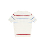Bamboo Striped Cable Knit SS Sweater