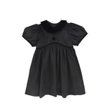 Bamboo Taffeta Velvet Collar Puff Sleeve Dress