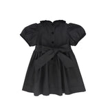 Bamboo Taffeta Velvet Collar Puff Sleeve Dress