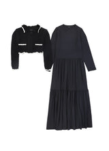 Bamboo Scallop Knit Cardigan Maxi Dress