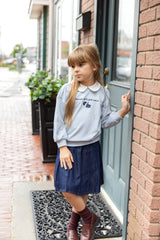 Nou Nelle Denim Pleated Skirt - Blue Denim