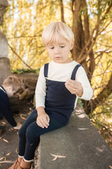 Teela Knit Trim Overall Set - Navy