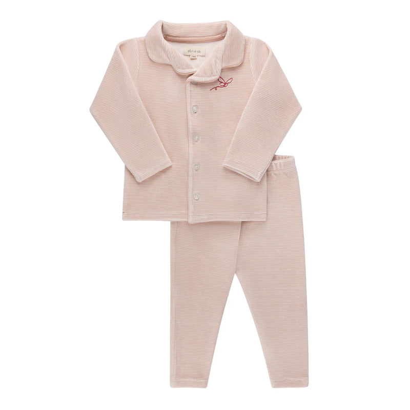 Elys & Co Velour Stripe Pajamas Light Pink