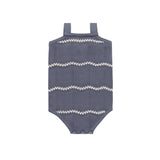 Looms Wave Knit Boys Romper - Blue/Ivory