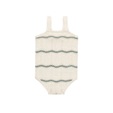 Looms Wave Knit Boys Romper - Ivory/Sage