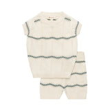 Looms Wave Knit Boys Set  - Ivory/Sage