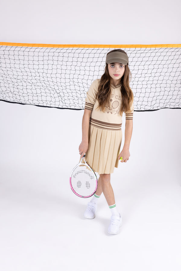 Teela Beige Tennis Logo Dress