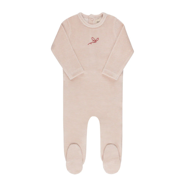 Elys & Co Velour Stripe Footie Light Pink