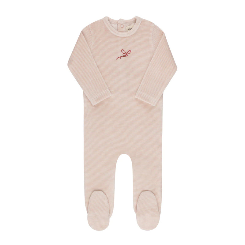 Elys & Co Velour Stripe Footie Light Pink