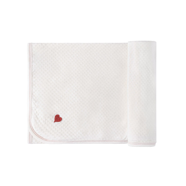 Elys & Co Ivory Embroidered Heart Blanket