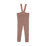 Lil Legs Knit Suspender Leggings - Dried Rose
