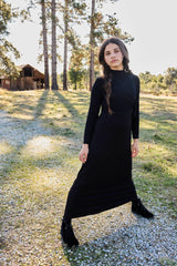 Pashmini Mia Pointelle Overlay Maxi - Black