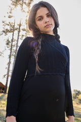 Pashmini Mia Pointelle Overlay Maxi - Black