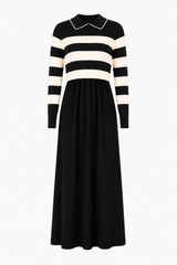 Pashmini Katie B/W Striped Overlay Maxi