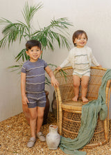 Looms Wave Knit Boys Set  - Blue/Ivory