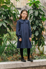 Velvette Label Blue Pinstripe Bow Dress
