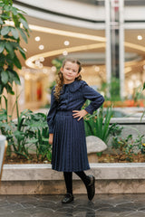 Velvette Label Blue Pinstripe Bow Set
