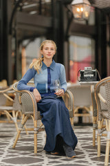 Daintti Blue Color Block Sweater