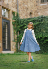 Velvette Label Denim White Bow Jumper