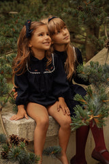 Bamboo Embroidered Trim Collar Romper