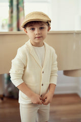 Space Grey Textured Suit - Ivory