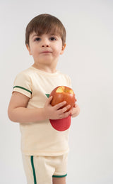 Teela Beige Apples Baby Boy Set