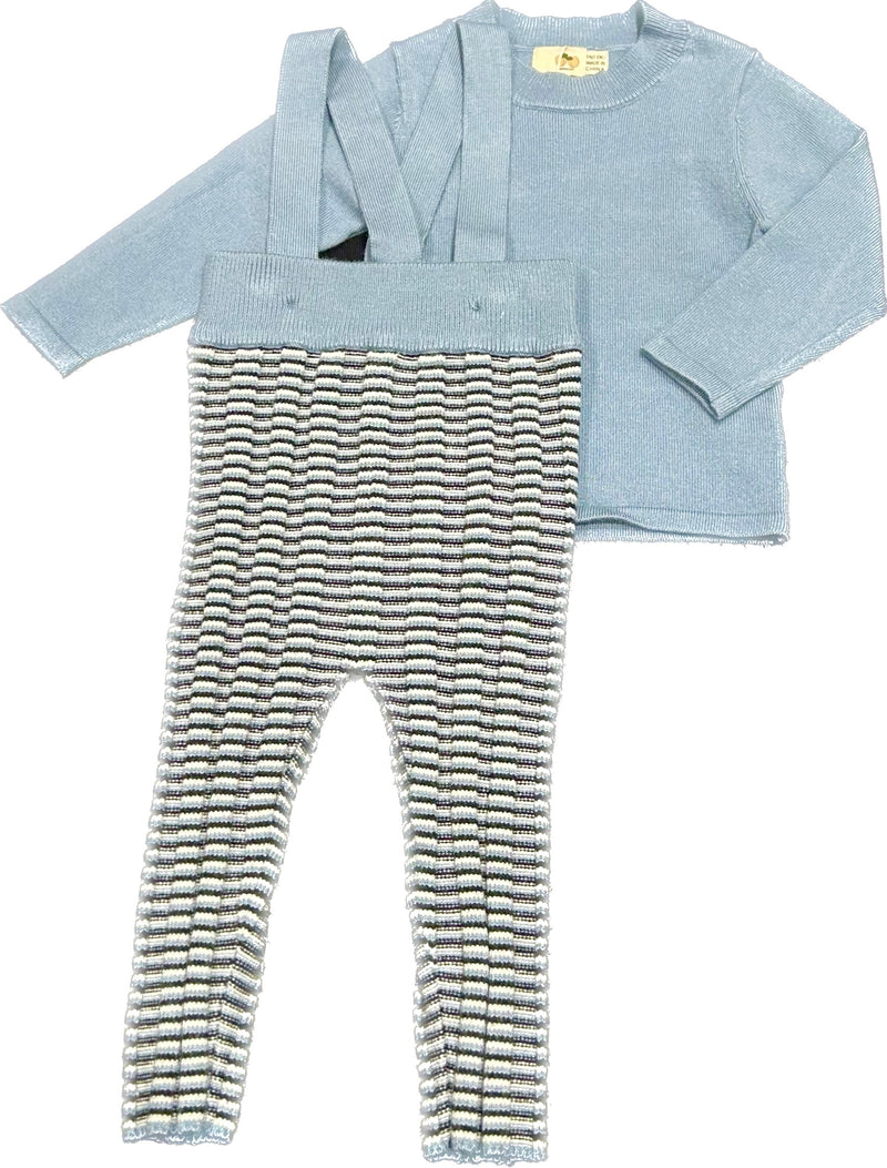 Apricot Knit Overall Set