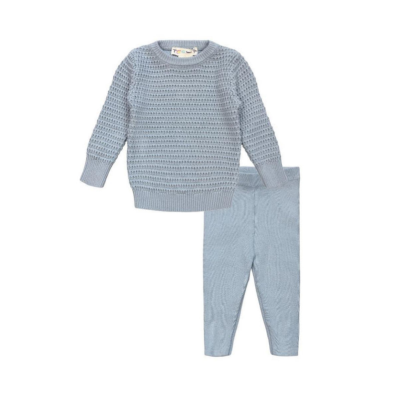 Teela Weave Sweater Set Powder Blue