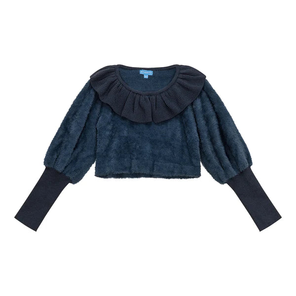 Pompomme Frill Collar Knit Top
