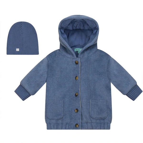 Pompomme Boys Rib Trimmed Wool Jacket