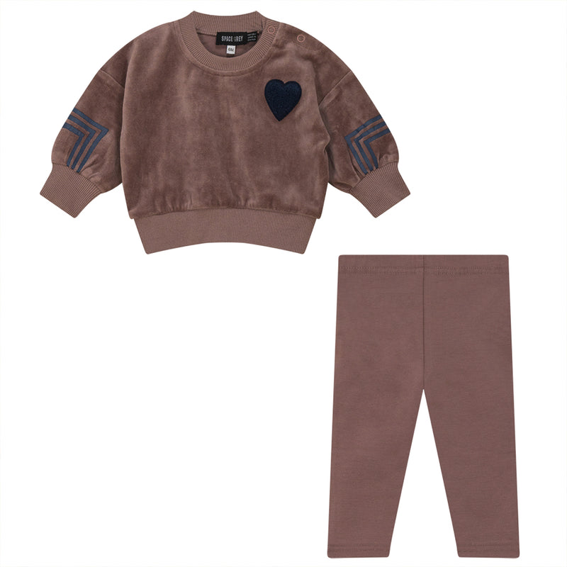 Space Grey Heart Baby Set