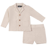 Space Grey Textured Suit - Dark Almond