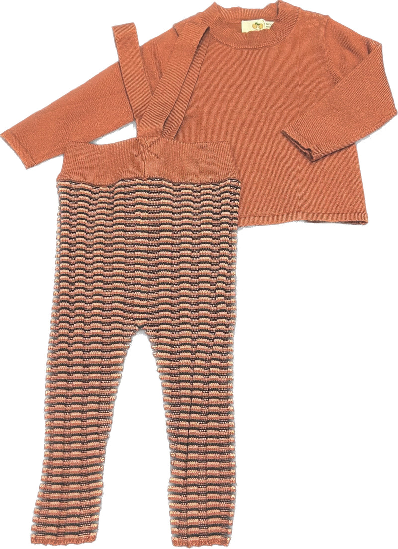 Apricot Knit Overall Set