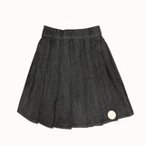 Nou Nelle Denim Pleated Skirt - Black Denim