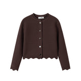 Nou Nelle Scallop Cardigan - Brown