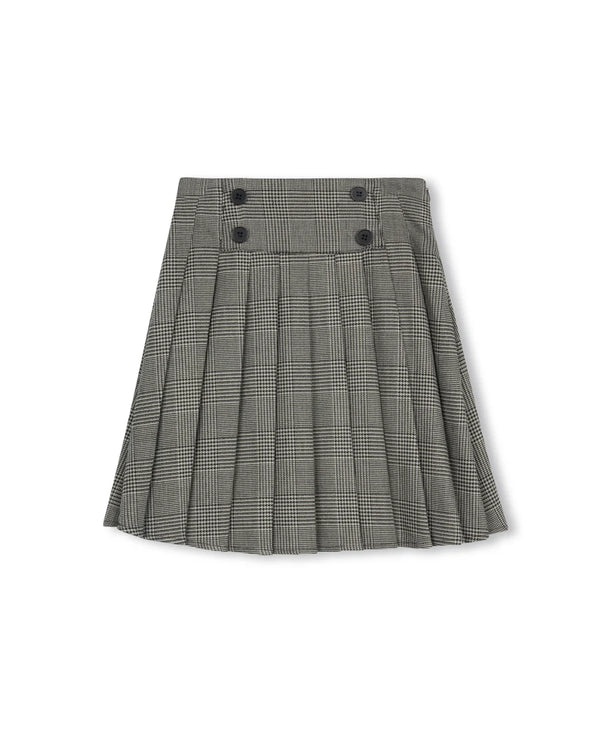 One Child Raven Plaid Box Pleat Skirt