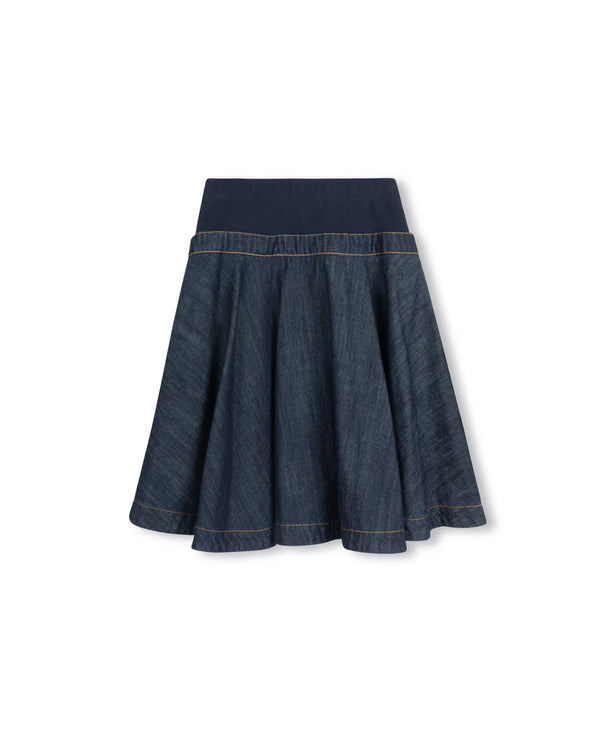 Hellow Yellow Lenny Ribbed Waist Denim Skirt